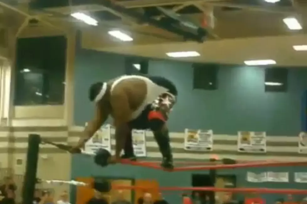 Fat Wrestler Backflips Off Top Rope