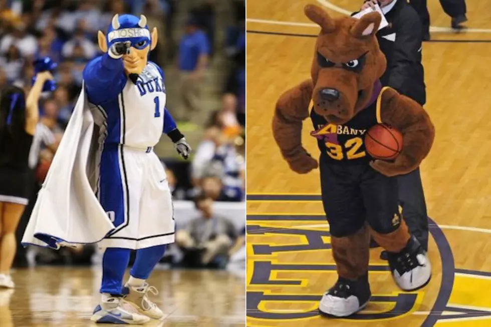 &#8216;Blue Devil&#8217; of Duke vs. &#8216;Damien the Great Dane&#8217; of Albany &#8212; March Mascot Madness