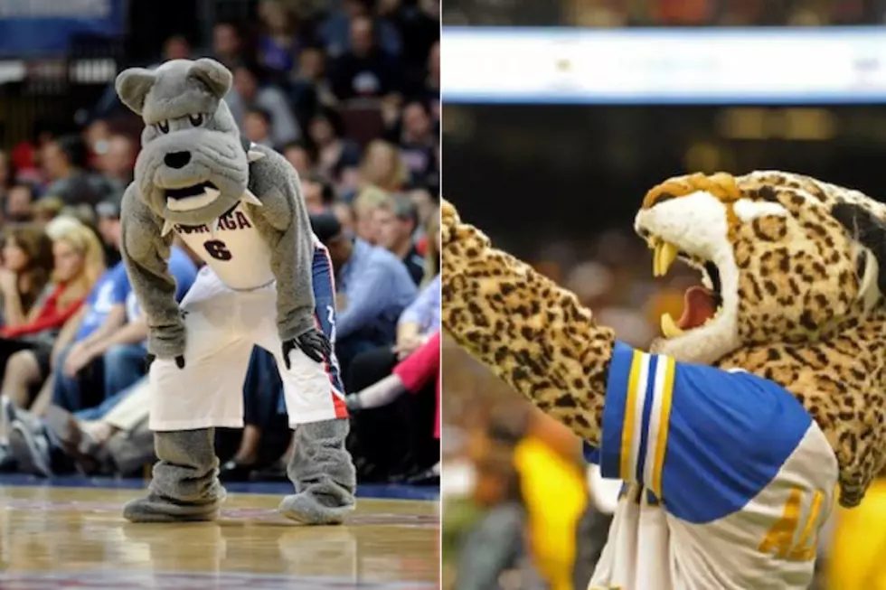 ‘Spike the Bulldog’ of Gonzaga vs. ‘Lacumba’ of Southern University — March Mascot Madness