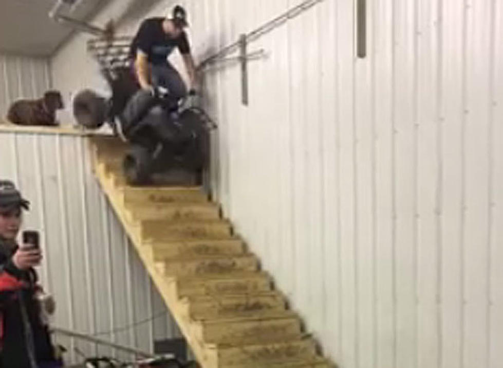 Idiot Takes ATV for Painfully Awful Ride Down Small Stairs