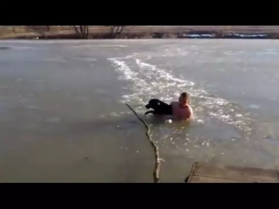 Man Rescues Dog From Frozen River