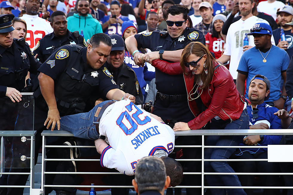 Idiot Giants Fan Heckles, Falls Over Railing, Gets Tased By Security