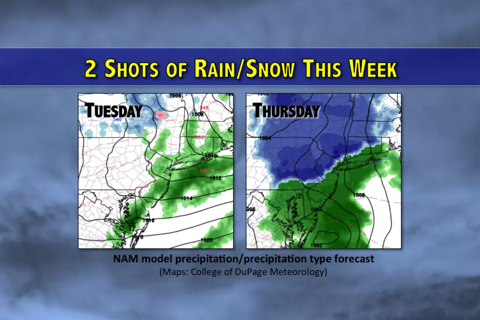 Two more cold fronts for 2016: Rain Tuesday, some snow Thursday