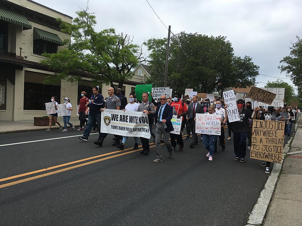 Toms River Police Department Join Peaceful Protesters in Downtown Toms River