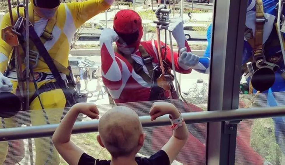 Window Washers Dress Up as Power Rangers for CHOP Patients