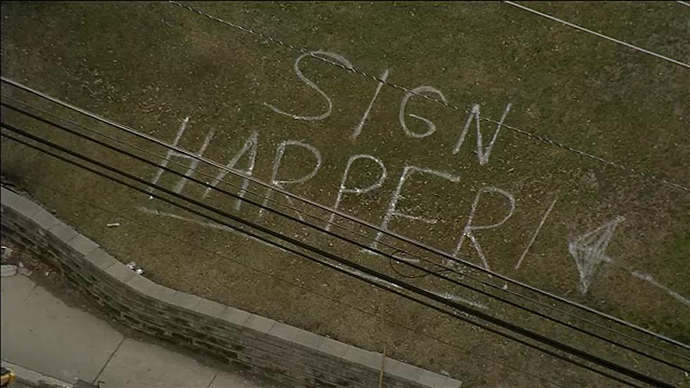 Grass Spray Painted in South Jersey with Message for the Phillies to ‘Sign Harper!’ [VIDEO]