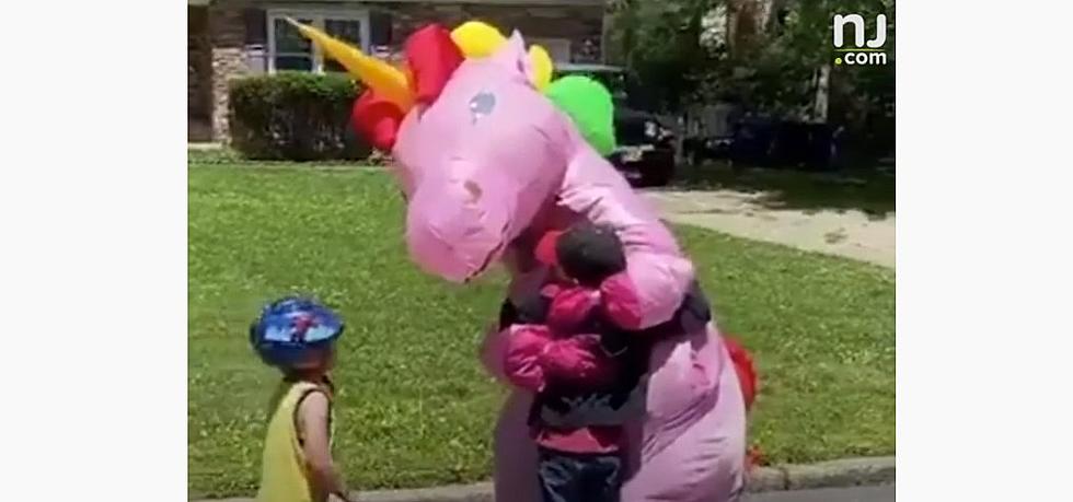 South Jersey Grandma Dresses as Inflatable Unicorn to Safely Hug Grandsons [VIDEO]