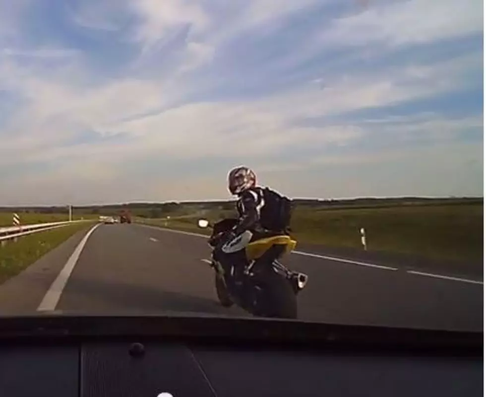 See a Crazy Motorcycle Rider Get Nailed When He Slams on His Brakes Right in Front of a Car [VIDEO]