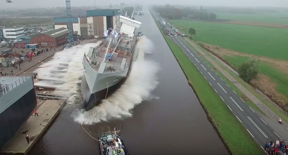 Watch A Huge Ship Being Launched For The First Time [VIDEO]