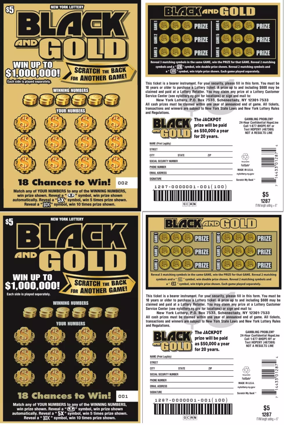 New York Lottery&#8217;s Black and Gold Official Contest Rules