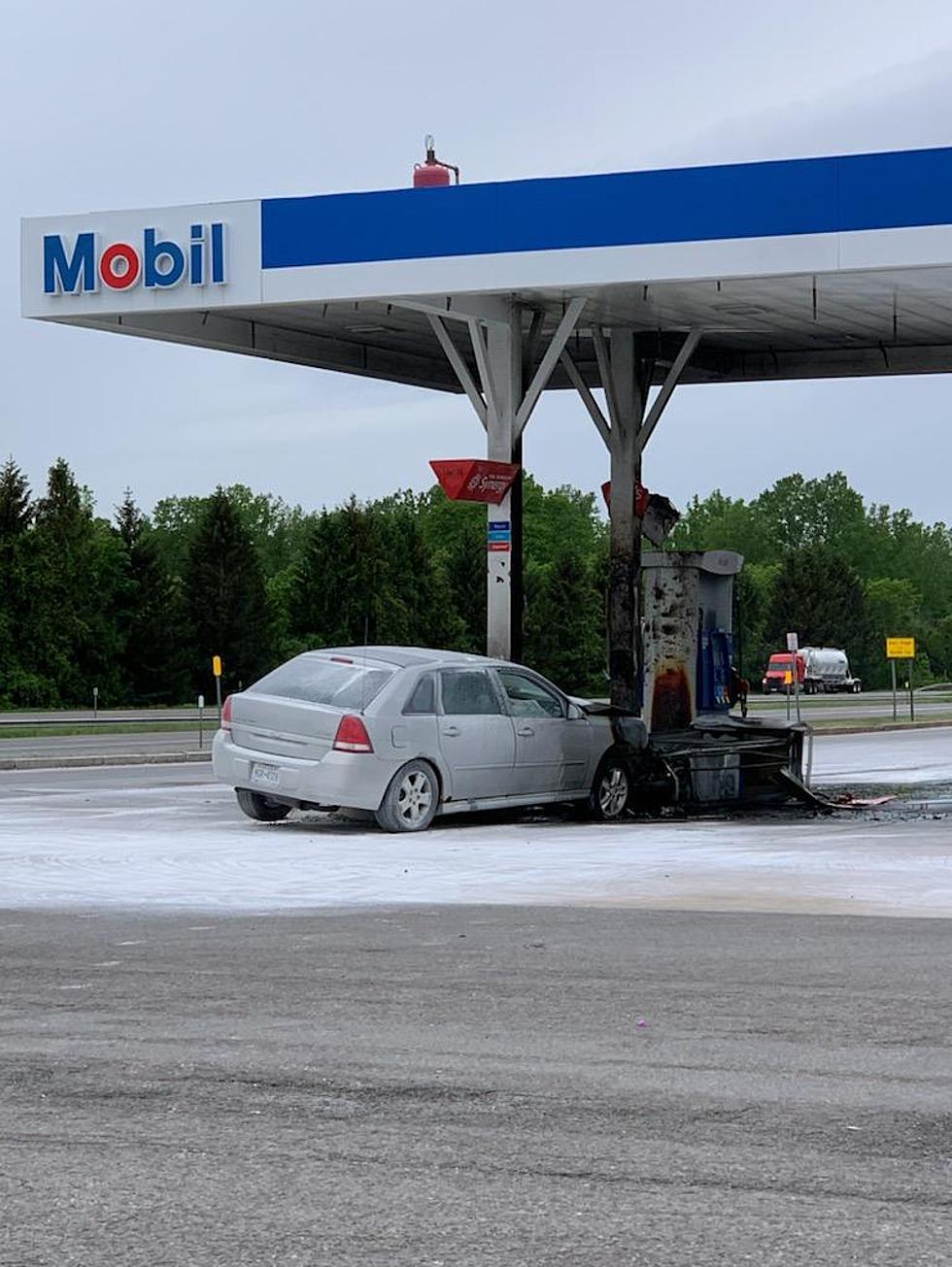 Schuyler Thruway Gas Pump Hit By Car, Goes Up in Flames 