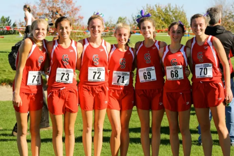 The Cedar Springs High School runners who captured a Division 2 regional title last week and are headed to the state finals Saturday include (from left) Kenzie Weiler, Myla Umphrey, Tara Tepin, Ellie Ovokaitys, Shayne Mann, Hannah Heintzelman and Allyson Marvel. (Photo: Julie Weiler)