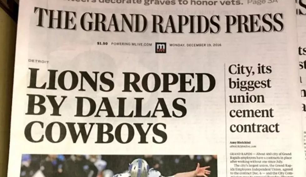 Today the Grand Rapids Press Reported the Detroit Lions Loss to the Cowboys…Next Week