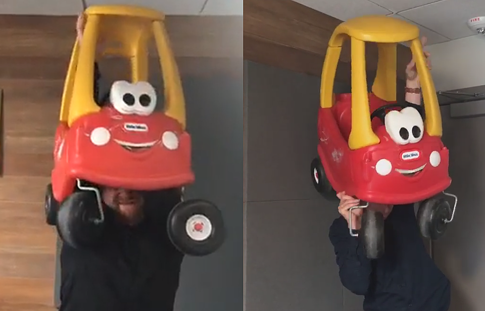 Watch Hot Wings & Joe Attempt to Squeeze Into a Cozy Coupe