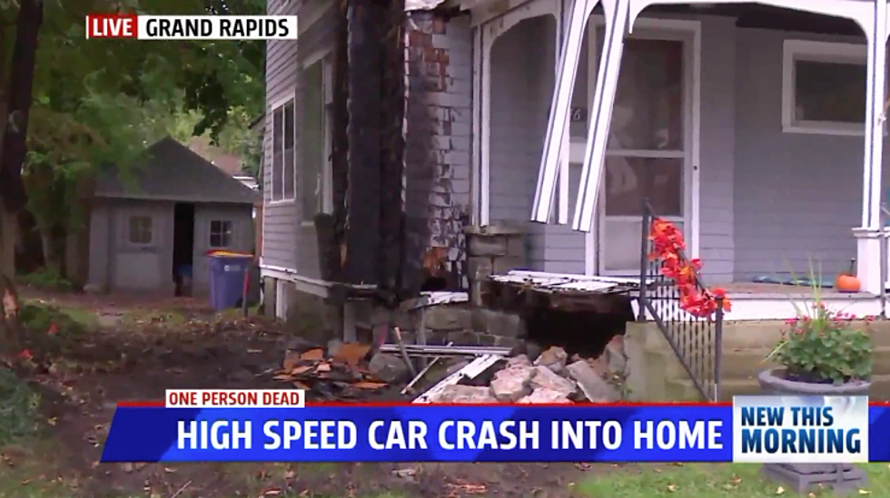 Driver Dies After High Speed Crash into GR Home, Vehicle Fire