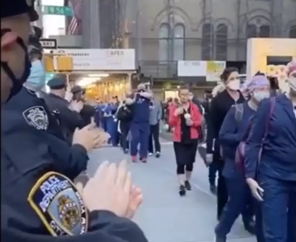 NYPD Cheer For Out Of State Healthcare Workers As They Leave NYC