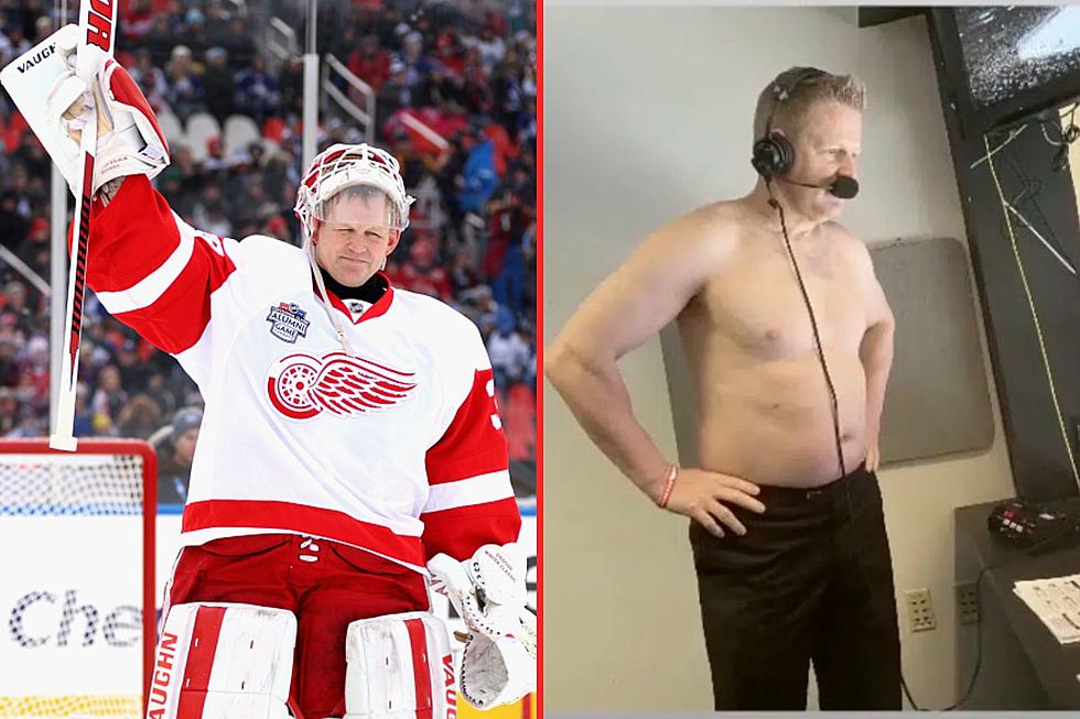 Detroit Red Wings Announcer Chris Osgood Gets Hot, Goes Shirtless