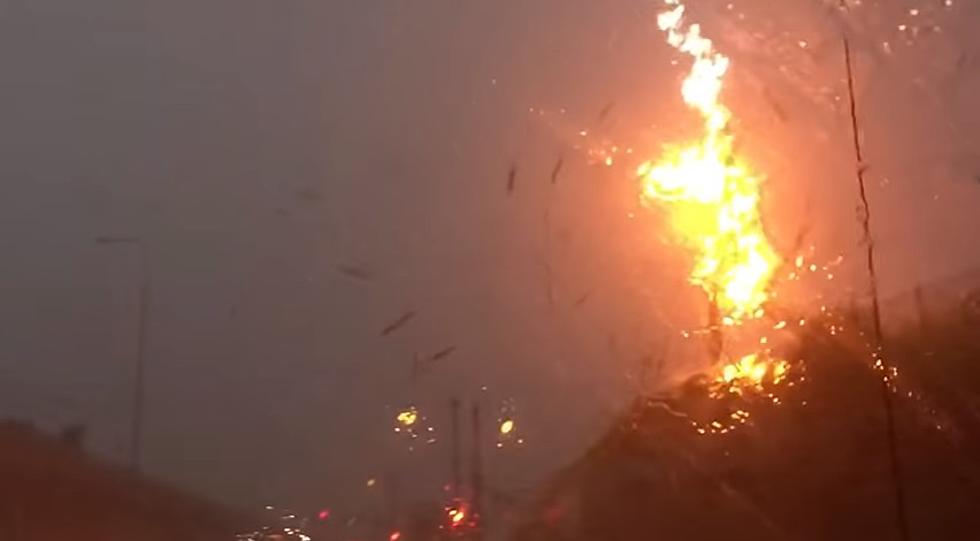 Watch What Happens When Lightning Strikes A Utility Pole 
