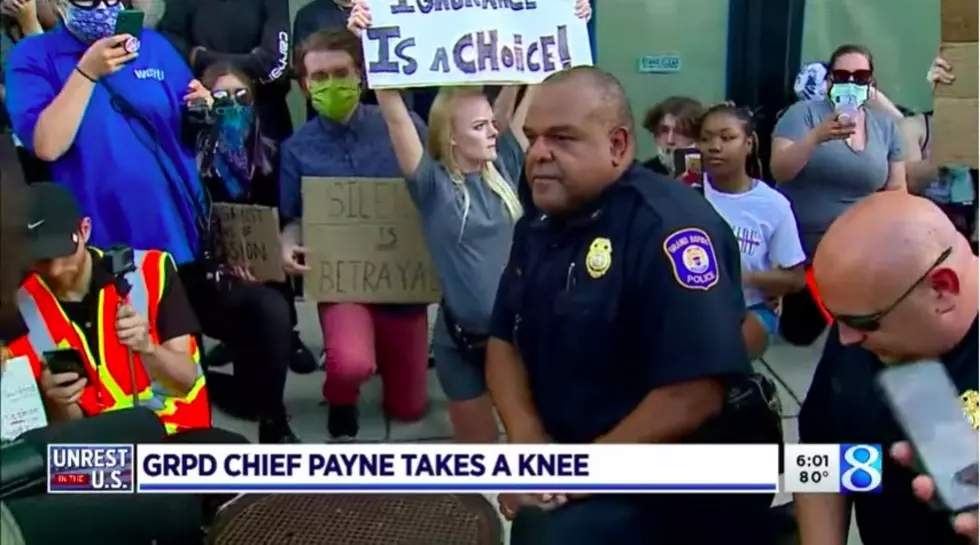 GRPD Chief Payne, Kent CO Sheriff & Deputies Take A Knee With Protesters