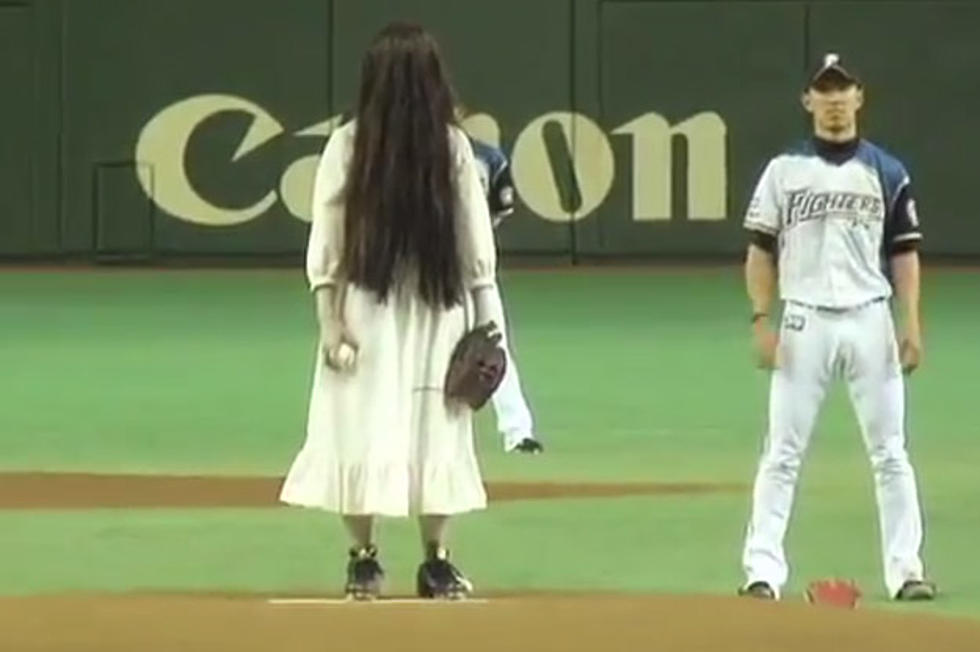 Watch &#8216;The Ring&#8217; Villain Sadako Throw The First Pitch at a Baseball Game