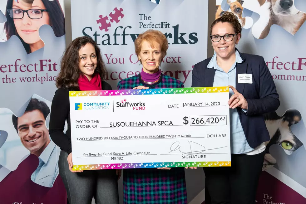 Susquehanna SPCA Announces Total of Funds Raised for Staffworks Campaign