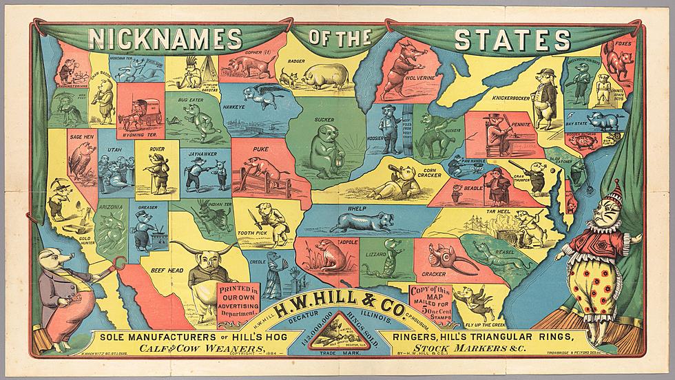 1884 Map Shows Nicknames of Missouri & Illinois if We Were Pigs