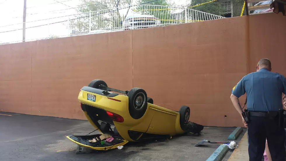 Car Flips After Falling from Hannibal Hotel Lot