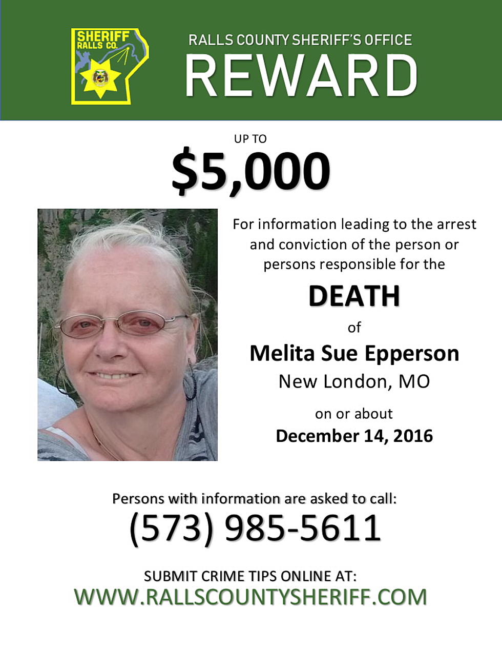 Reward Offered in New London Homicide Investigation