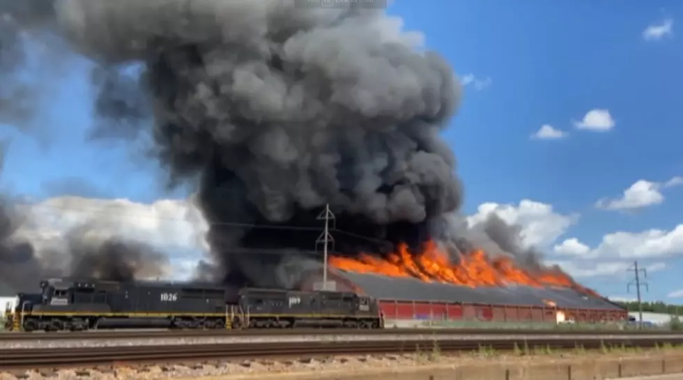 A 5-Alarm Fire is Burning at a Warehouse in Madison, Illinois
