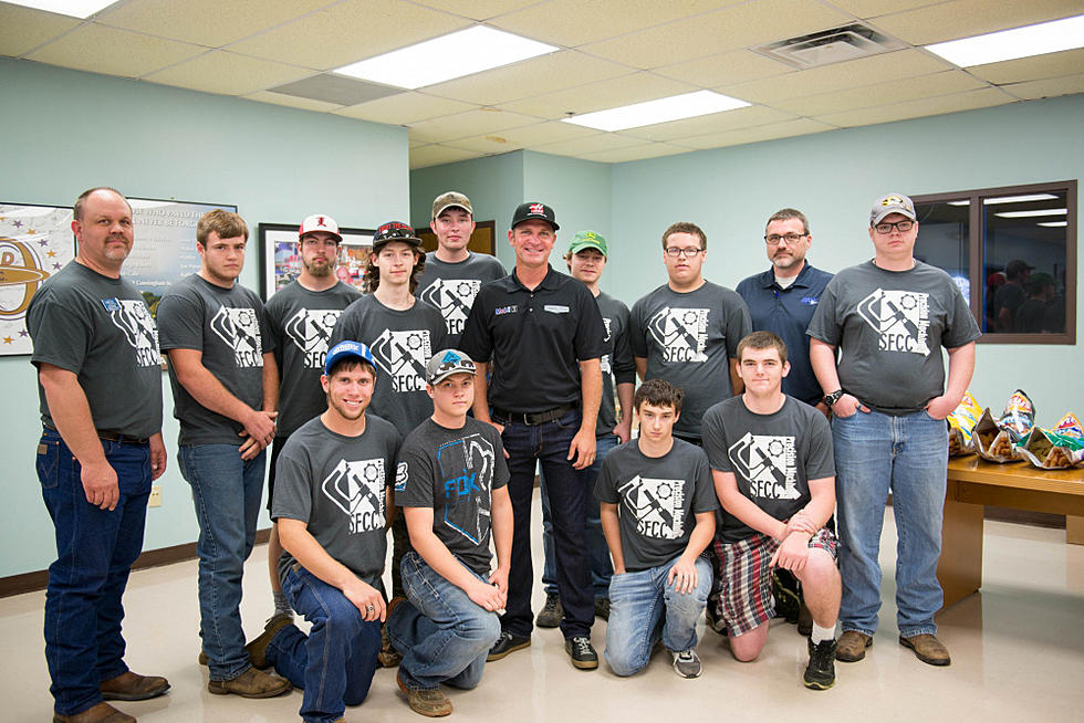 NASCAR Driver Bowyer Visits With State Fair Career, Tech Center Students