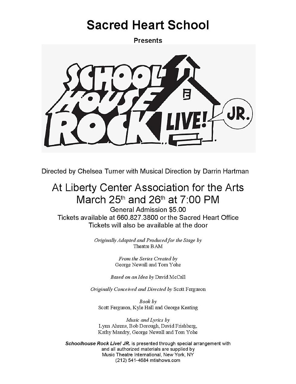 ‘School House Rock, Live Junior’ To Be Presented at Liberty Center