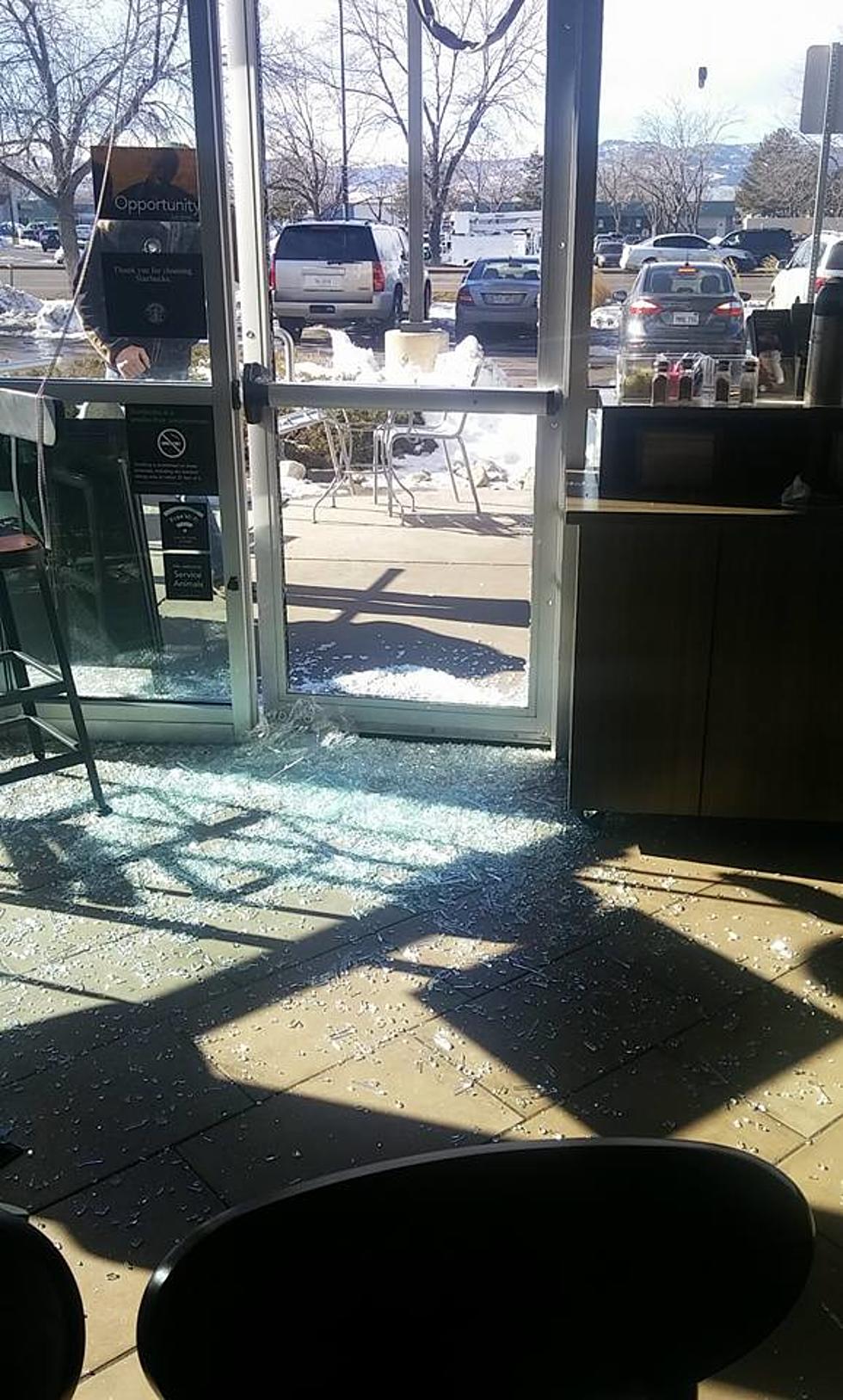 Wind Shatters Glass Door at Fort Collins Starbucks