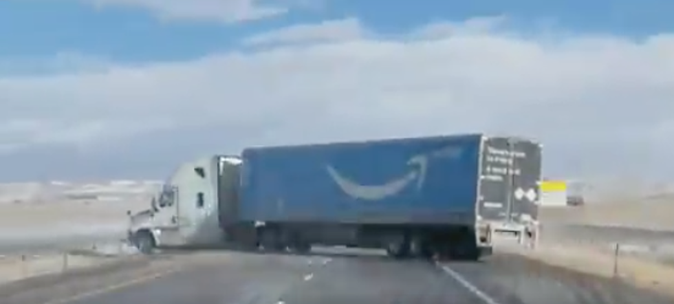 Amazon Prime Truck Topples Over Near Colorado, Wyoming Border on I-25