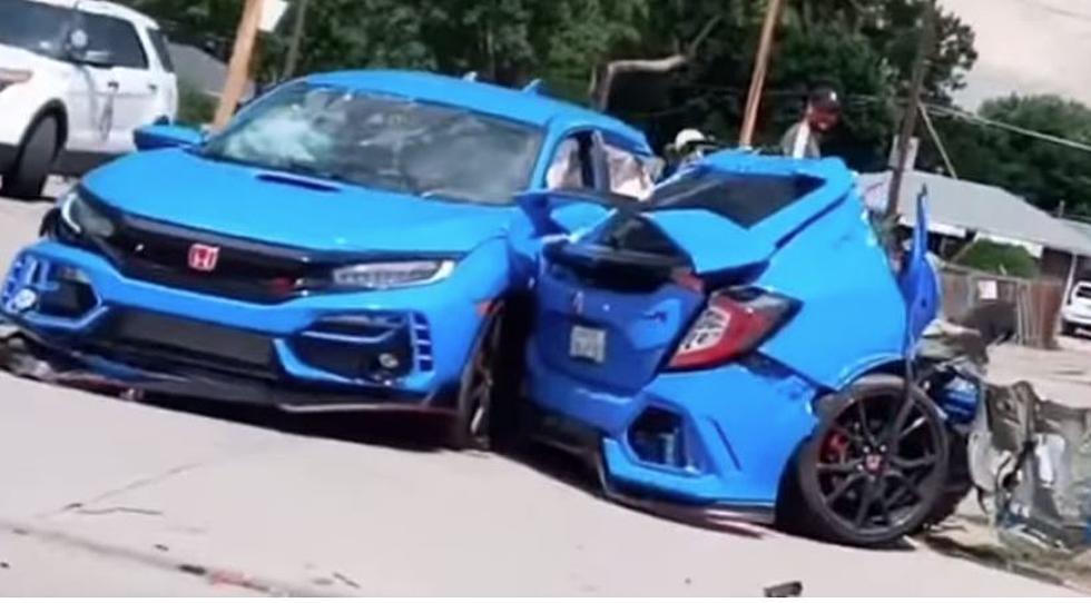 Shocking Car Crash in Denver Totally Rips a Car in Half