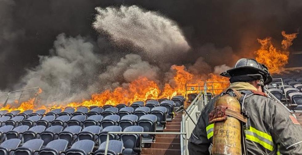 Seats Destroyed By Fire Inside Empower Field At Mile High