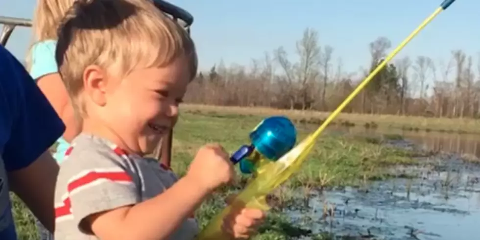 Little Boy Makes Unexpected First Big Catch [VIDEO]