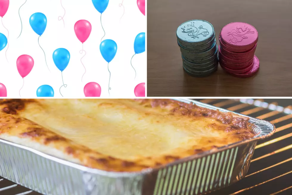Gender Reveal Lasagna Disgusting Panful of Blue or Pink Muck