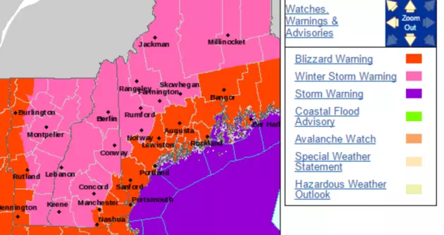 The Blizzard Warnings Now Cover The Maine Coast And A Large Portion Of Central Maine