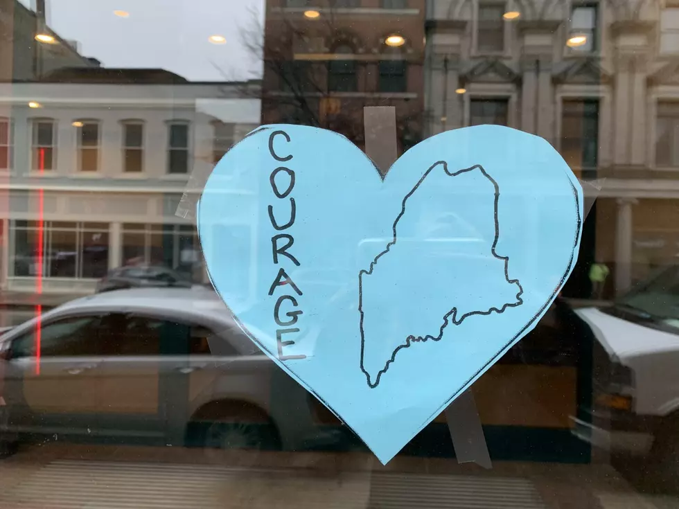 Blue Hearts Abound On Maine CDC Building in Downtown Augusta