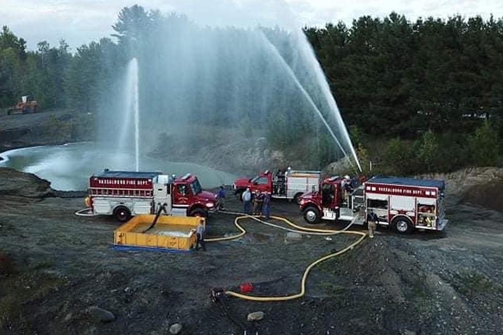 Why is Vassalboro Fire Spraying Water Into The Air in Gravel Pit?