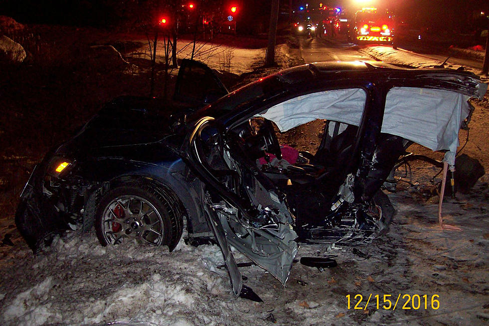Crash Splits Car In Half, Two People Injured
