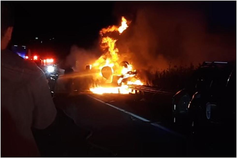 No One Was Hurt in This Fiery Crash on I-95 in Waterville