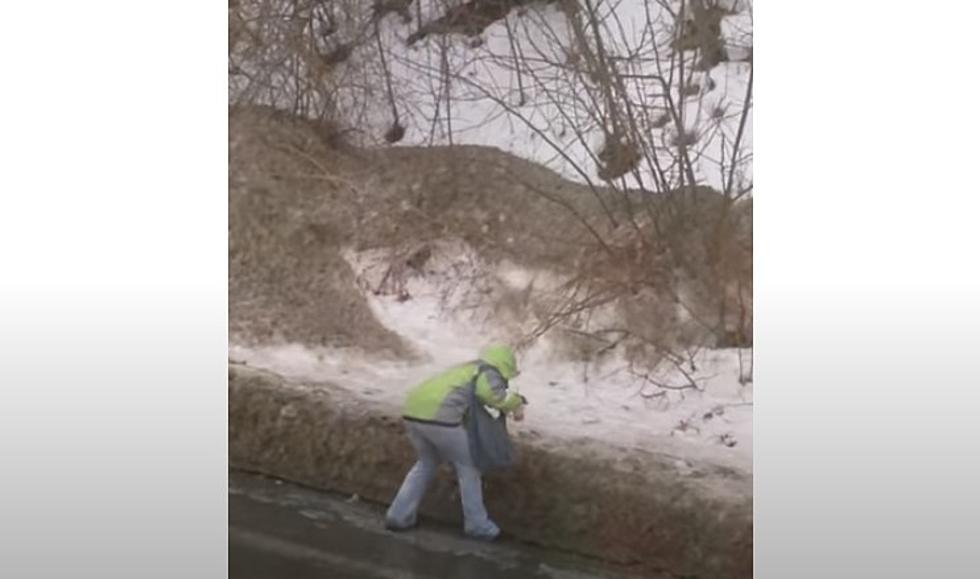 A Bangor Woman Slides Down A Hill Without Spilling Her Coffee
