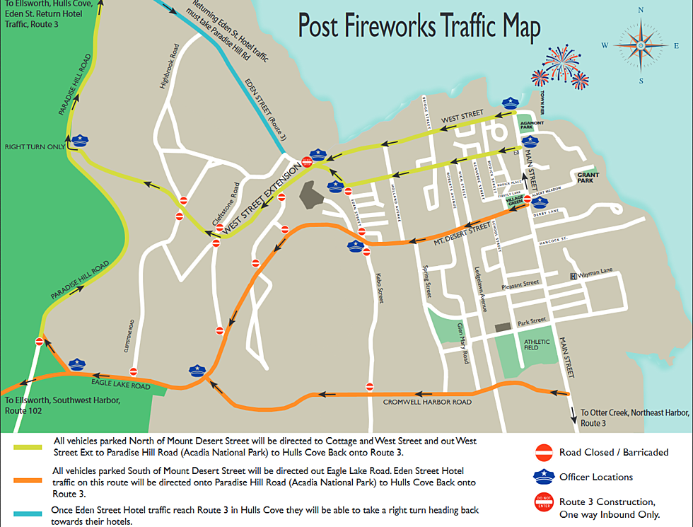 Bar Harbor &#8211; Post Fireworks Traffic Map
