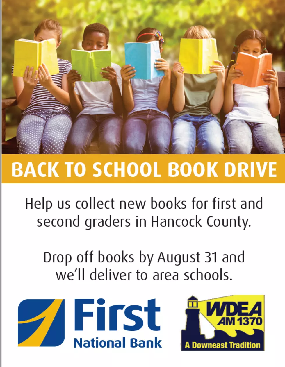 WDEA and First National Bank Team Up For Book Drive for 1st and 2nd Graders