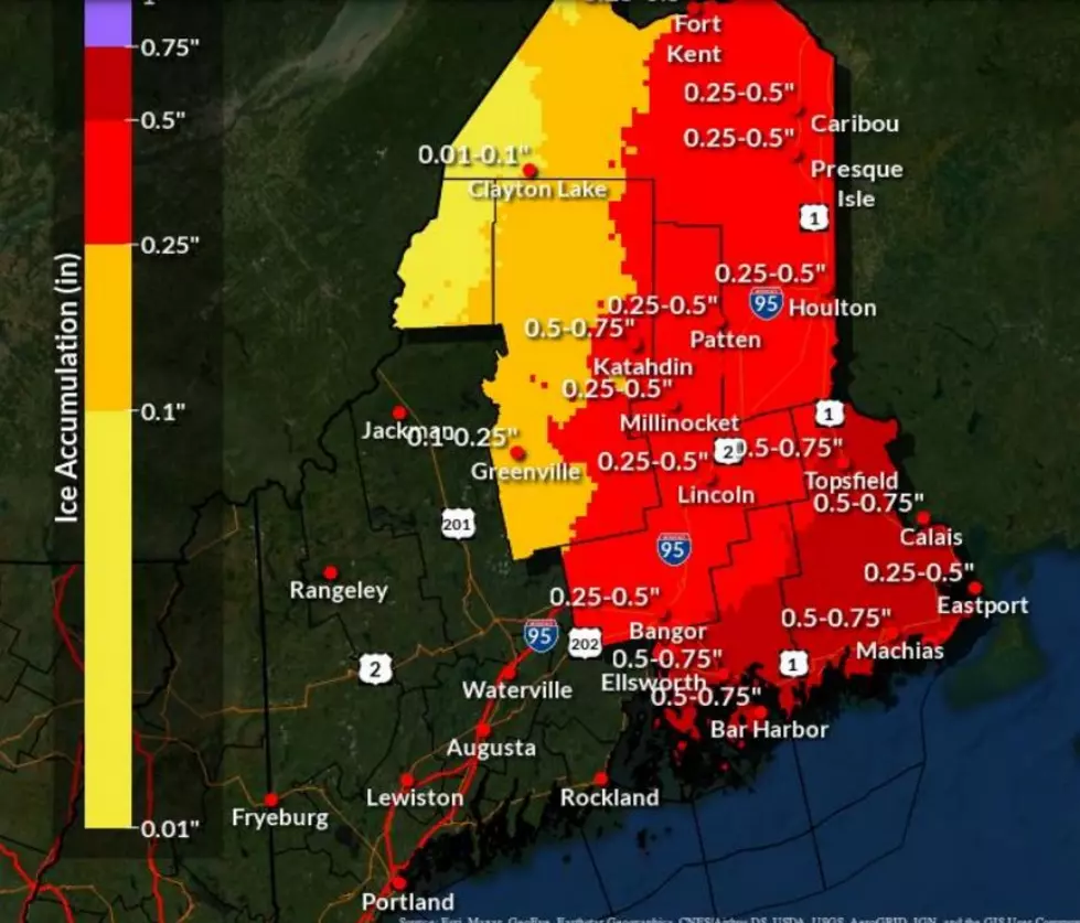 Significant Ice and Sleet Forecast for Downeast Maine through Monday Evening