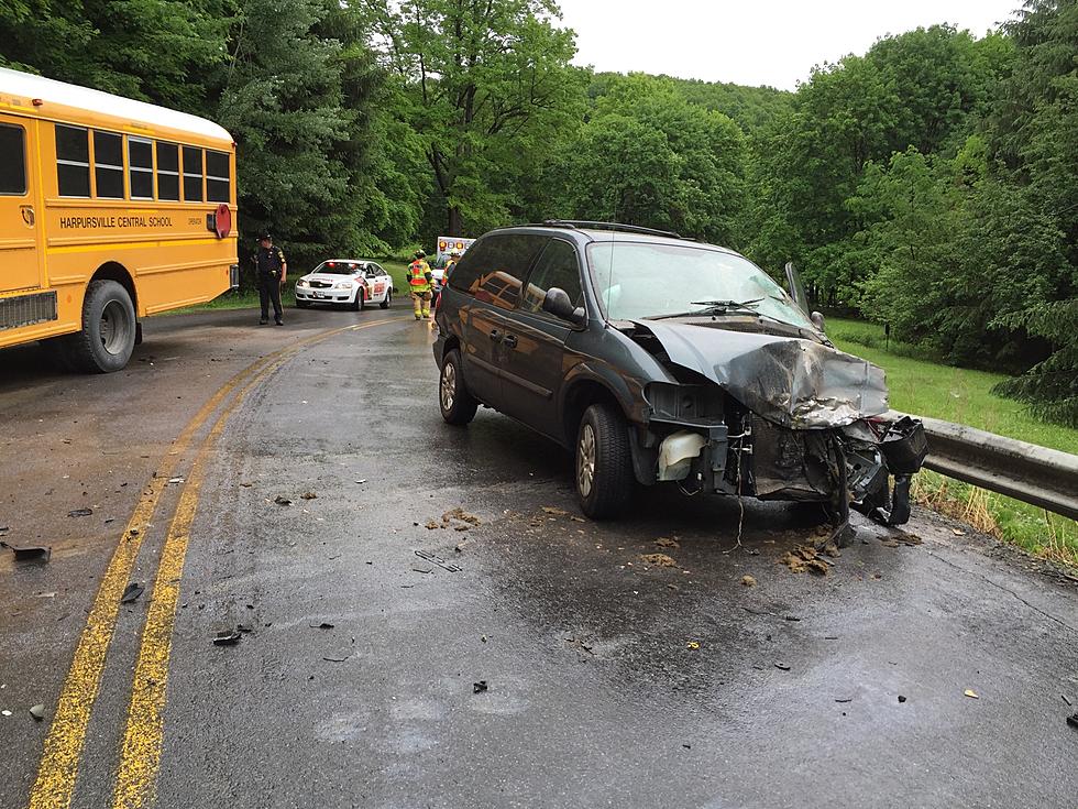 Minivan Collides with School Bus in Town of Chenango