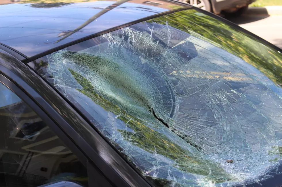 Flying Tire Smashes Car Windshield on Riverside Drive