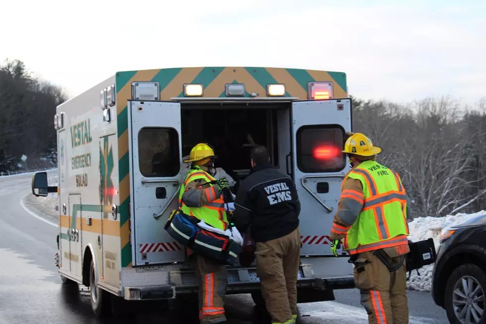 The car driver was taken to a Binghamton hospital by the Vestal Emergency Squad. (Photo: Bob Joseph/WNBF News)