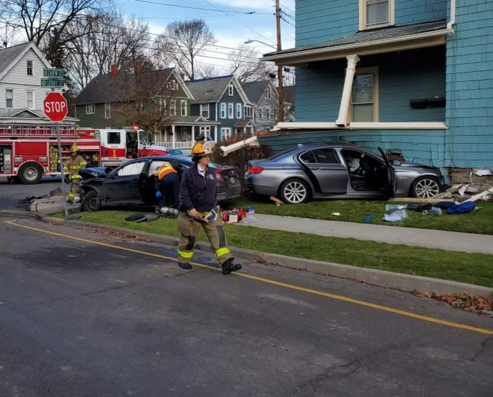 Several Hurt, House Hit in Binghamton West Side Car Crash